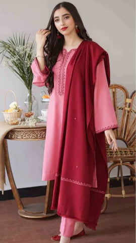 D-475 Dhanak Embroidered 3pc Wt